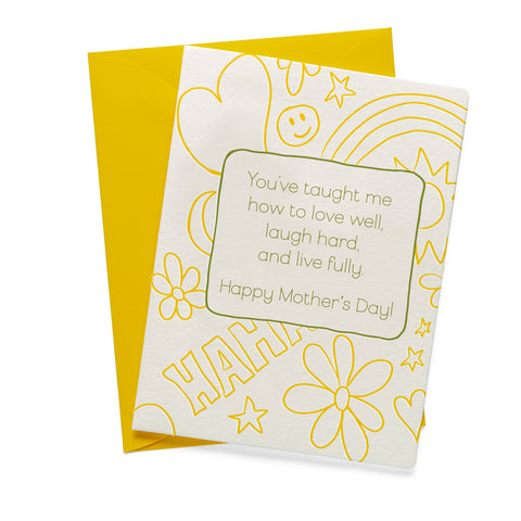 Love Hard Laugh Freely | Mother's Day | Letterpress Greeting Card
