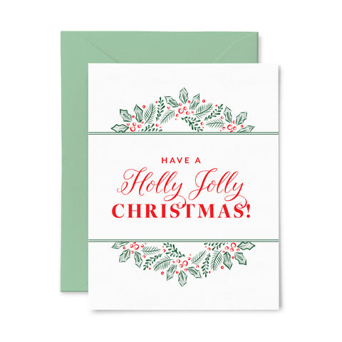 Holly Jolly | Holiday/Christmas | Letterpress Greeting Card