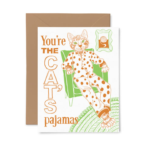 Cat's Pajamas | Multi-Use | Letterpress Greeting Card