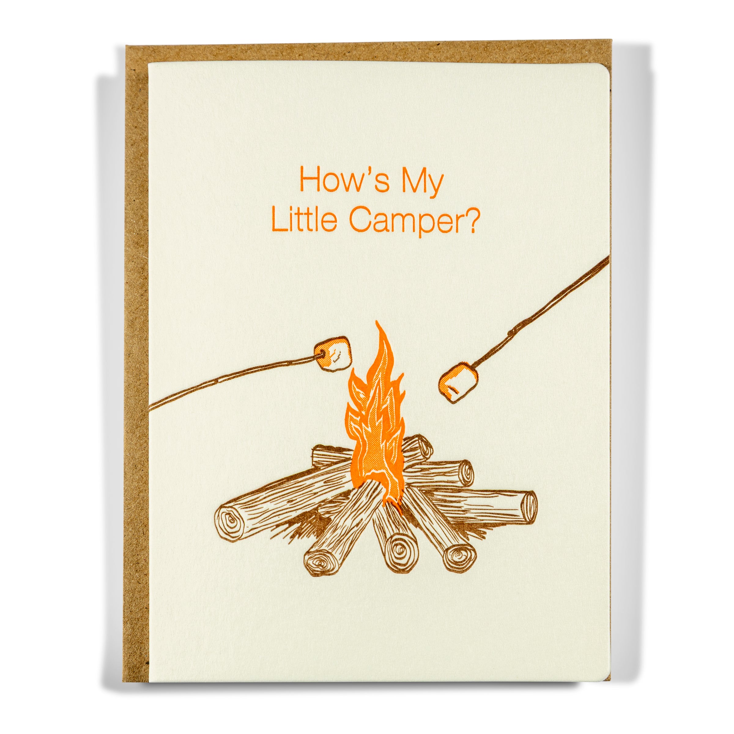 Little Camper Camp Fire  | Camp/Multi-use | Letterpress Greeting Card