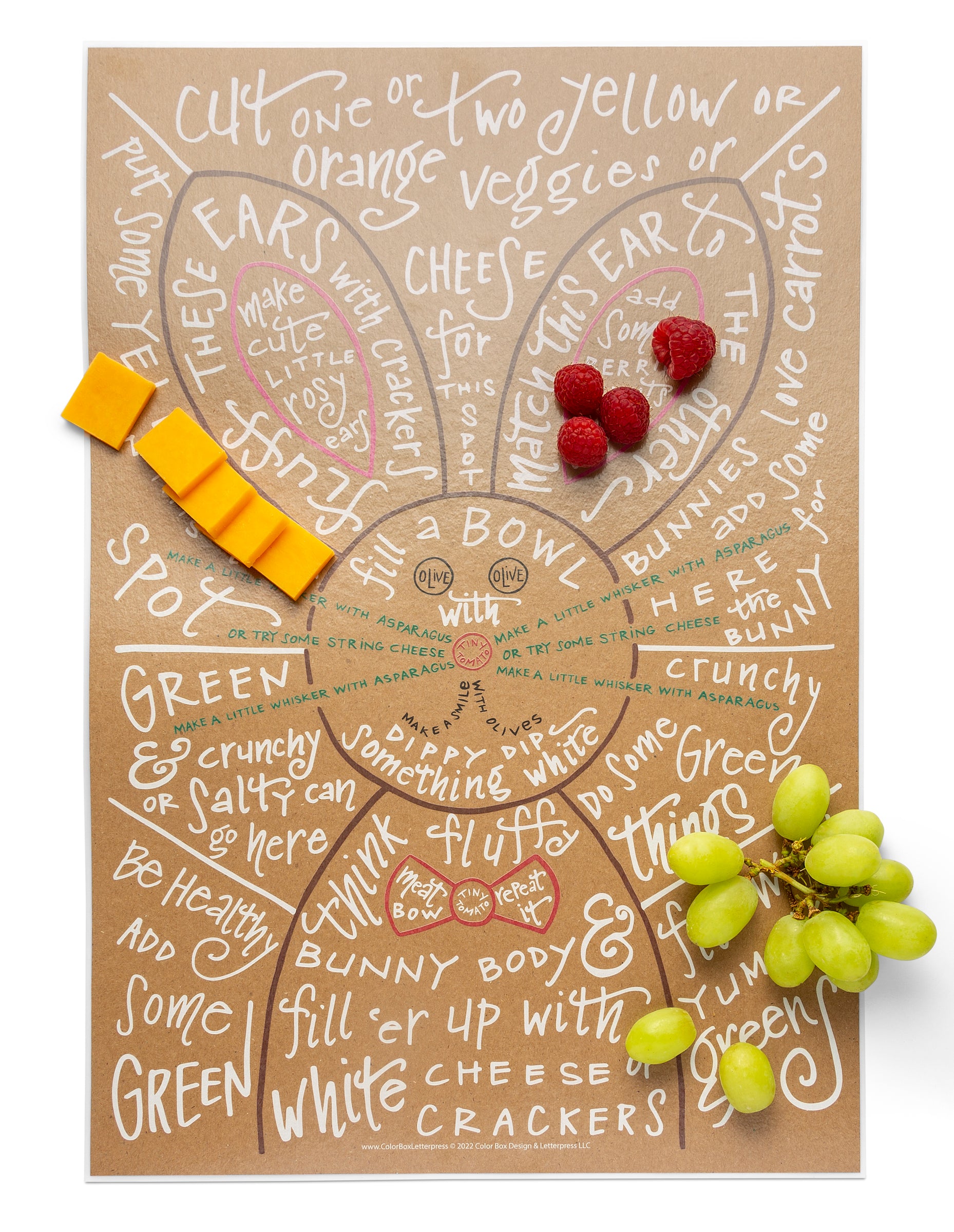 Charcuterie Cheat Sheet Bunny Color Box Letterpress