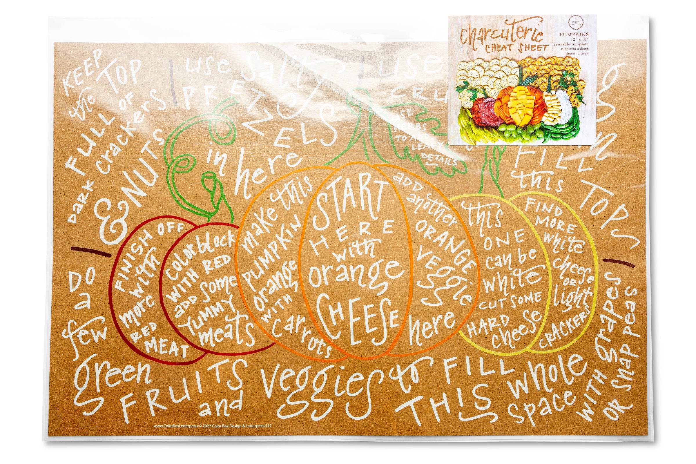 Charcuterie Cheat Sheet Pumpkins Color Box Letterpress