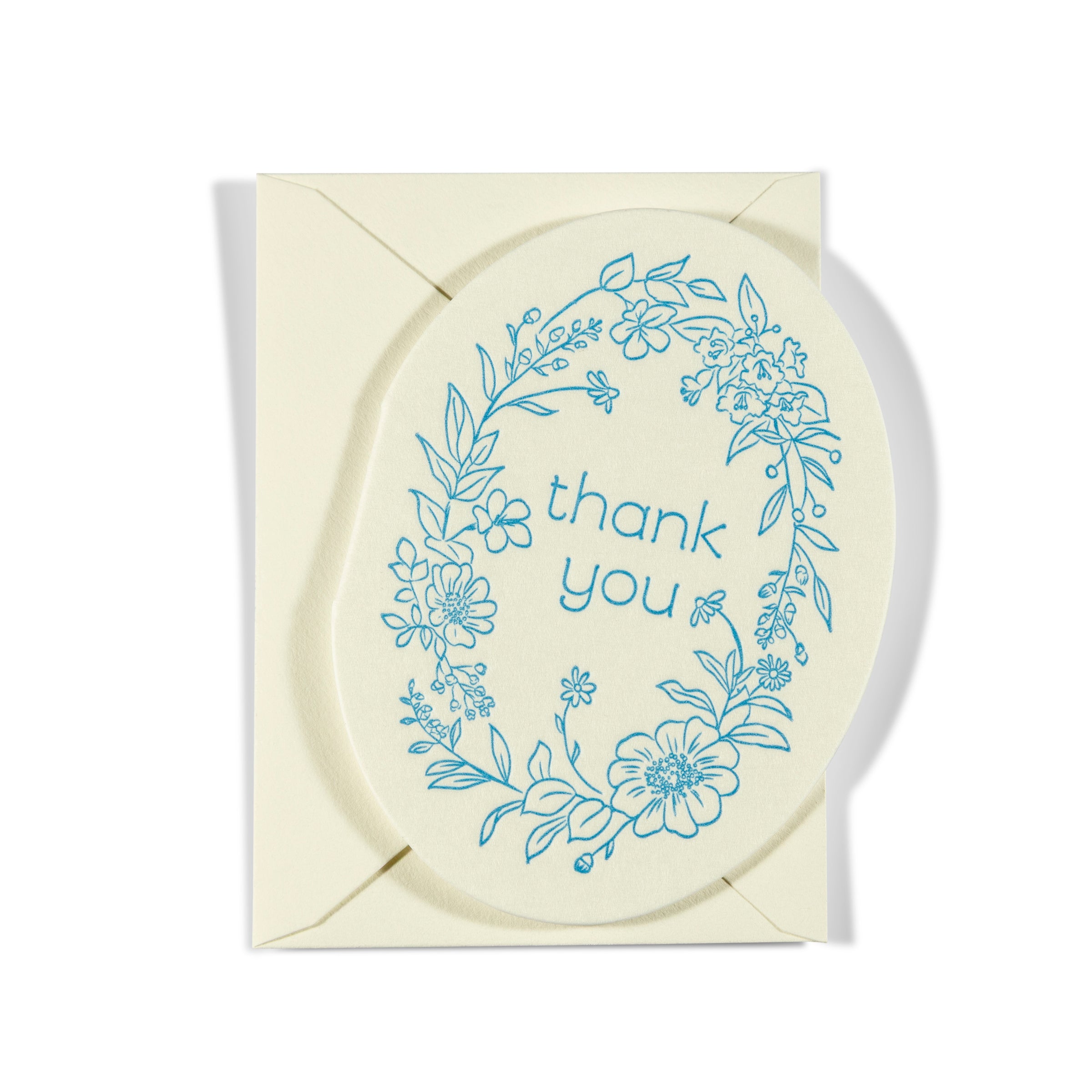 Mini Letterpress Enclosure Card | Blue Thank You