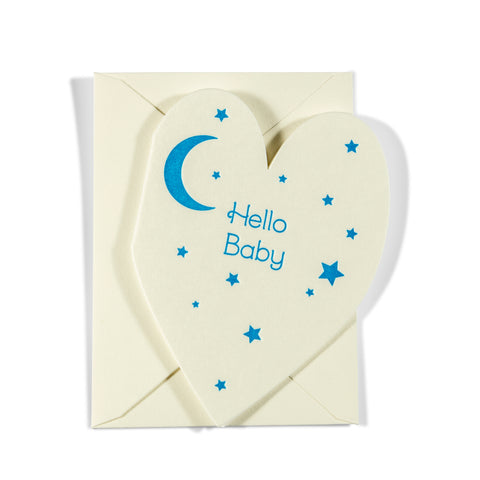 Mini Letterpress Enclosure Card | Hello Baby Moon & Stars