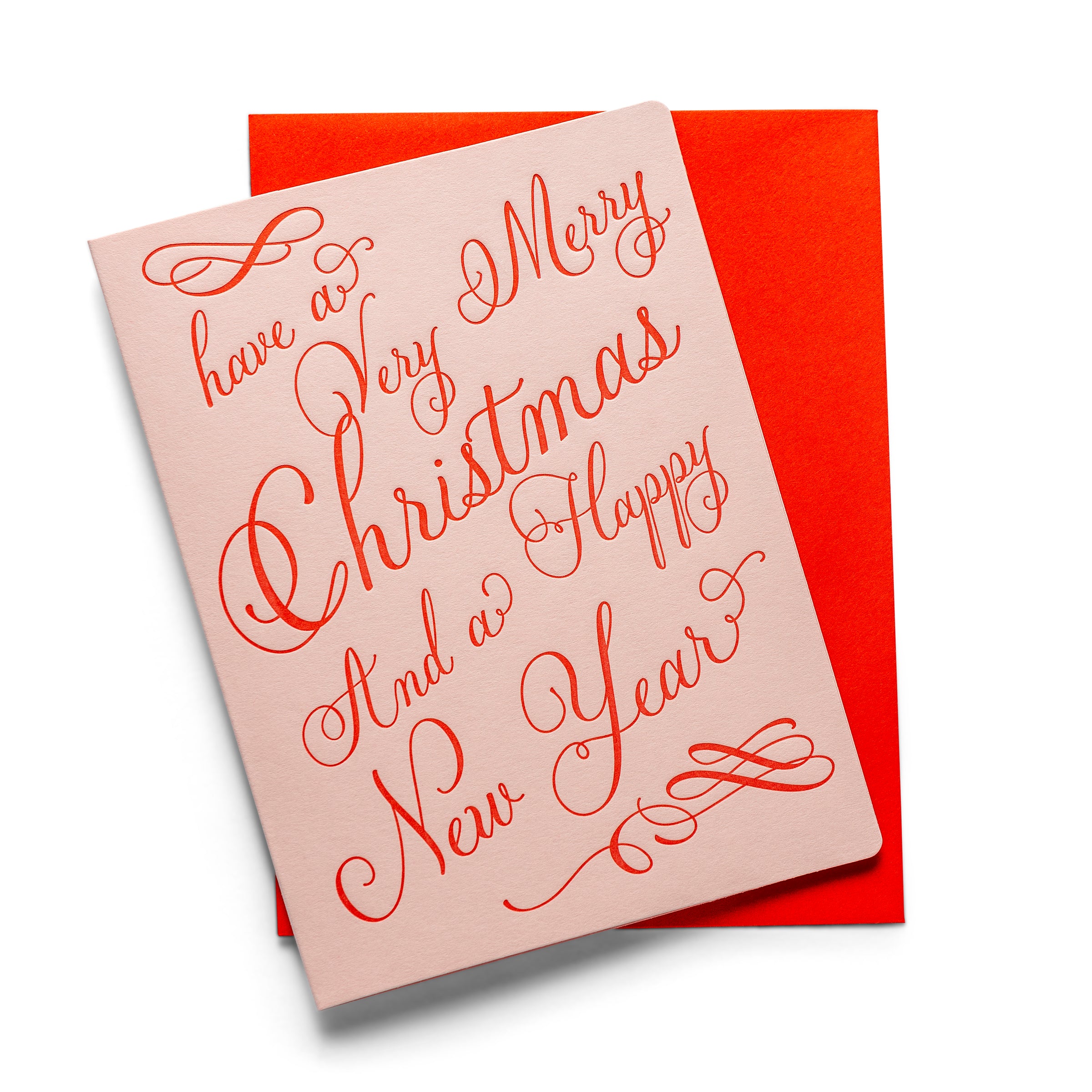 Very Merry Pink | Letterpress Greeting Card | Christmas