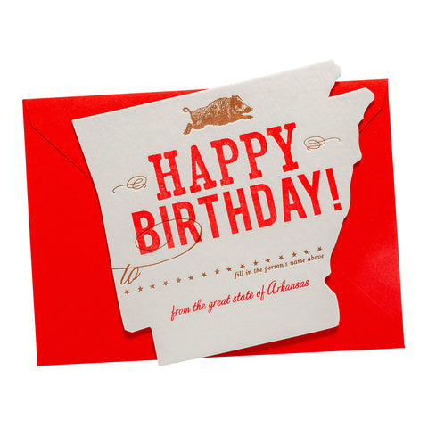 Arkansas Birthday | Die-Cut Letterpress Greeting Card