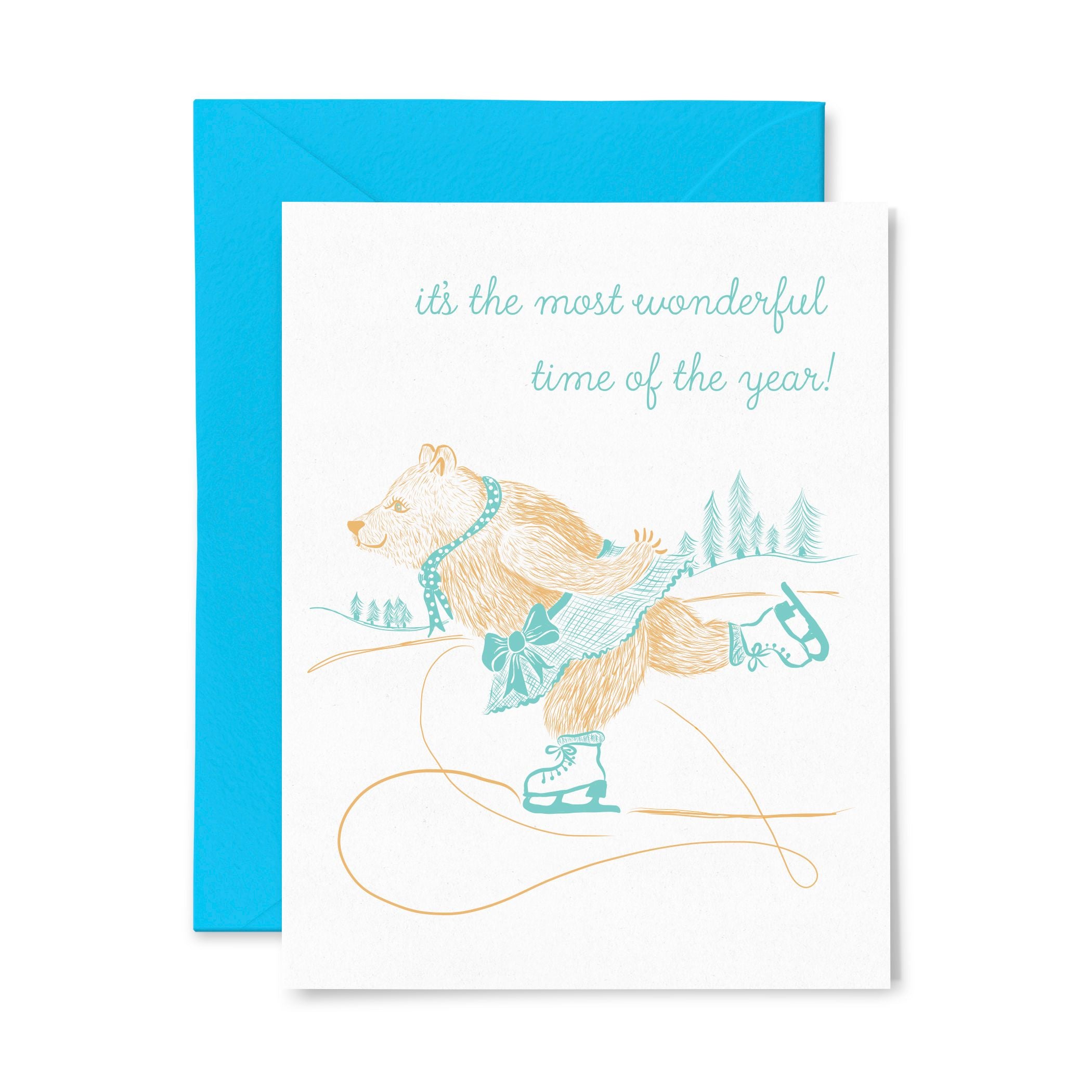 Bear Ice Skate | Holiday | Letterpress Greeting Card