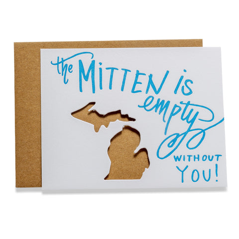 Mitten is Empty | Die-Cut Letterpress Greeting Card