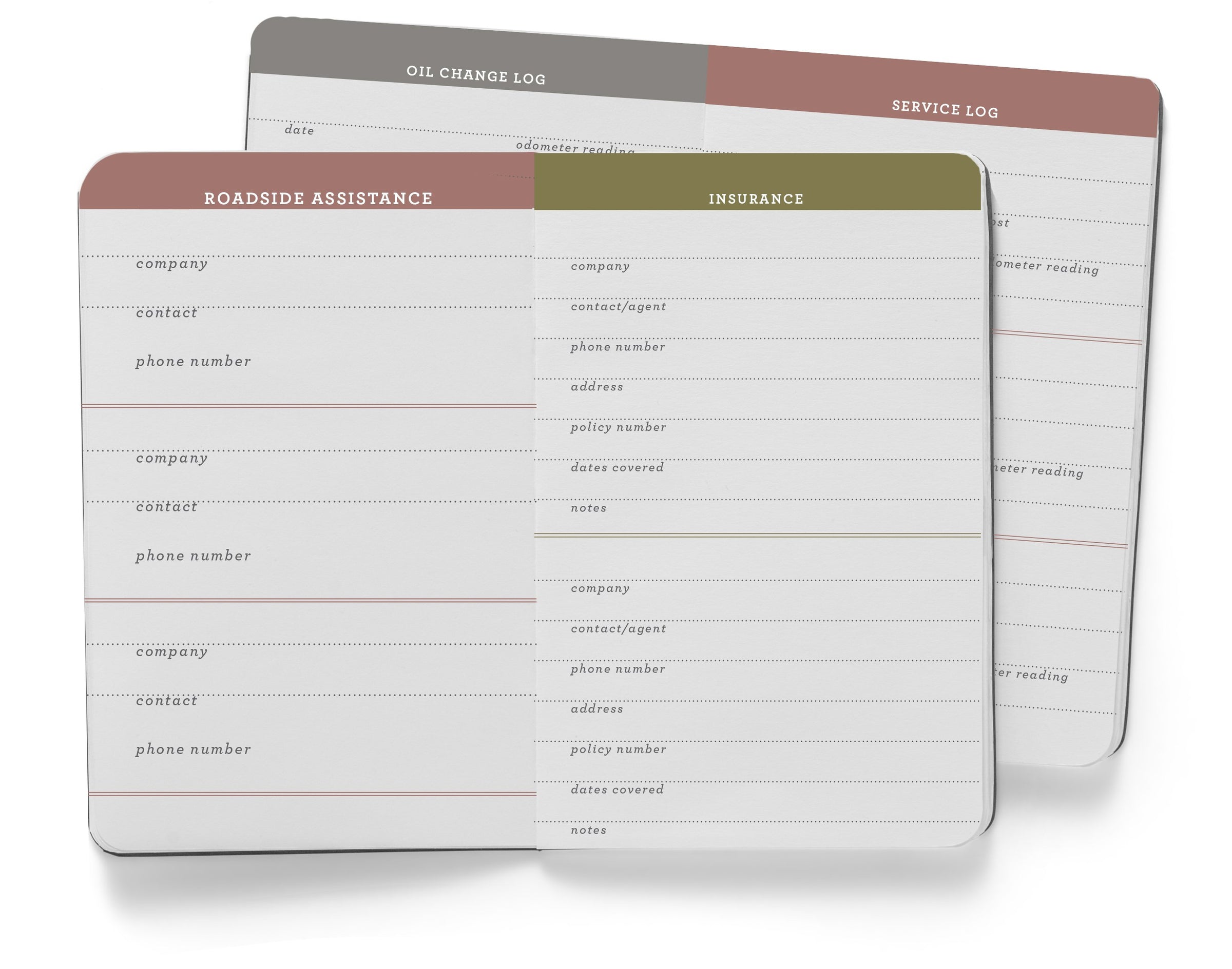 Car Diary Format Rimc Automobile Maintenance Record – Color Box Letterpress