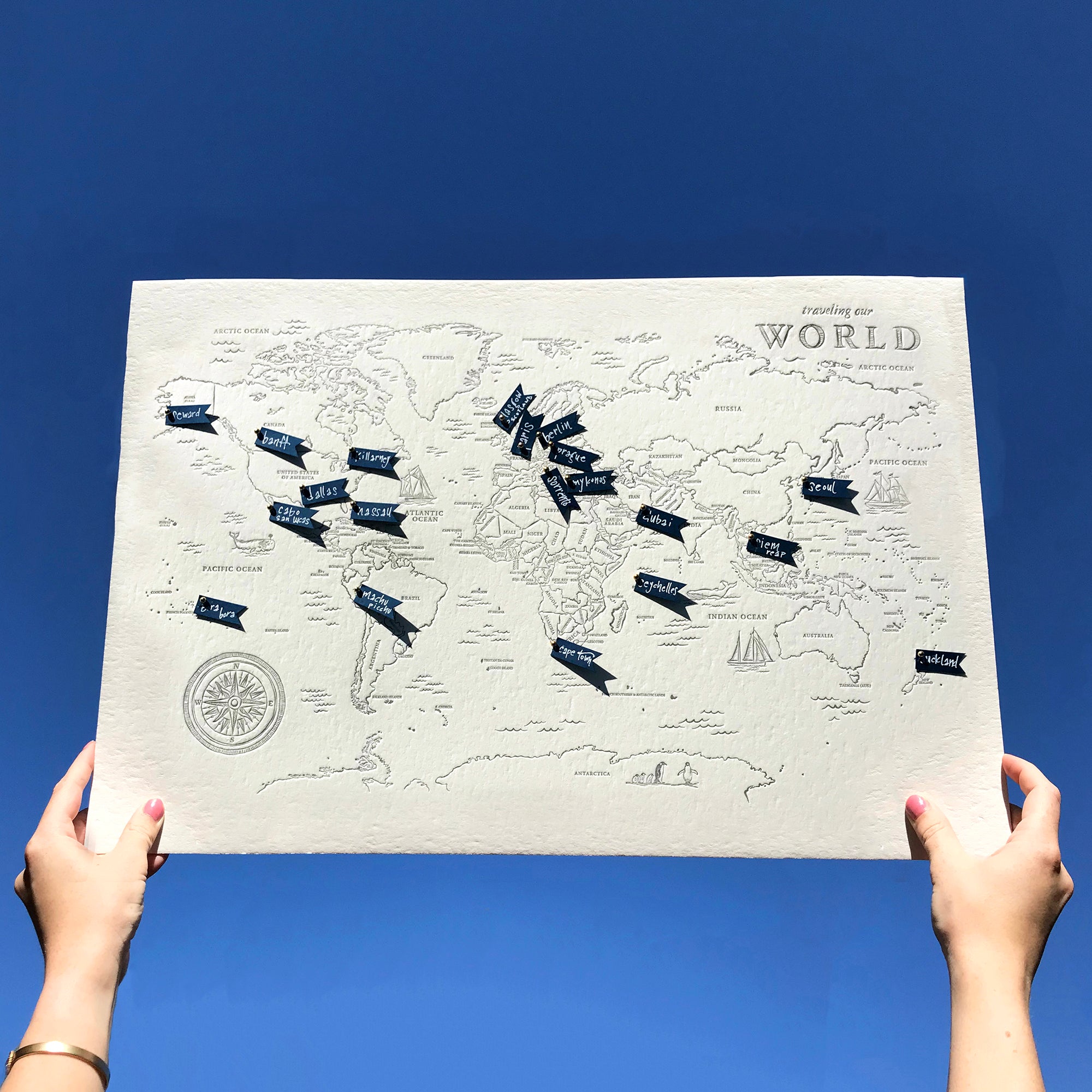 Printable Travel Map Color World Travel Map – Color Box Letterpress