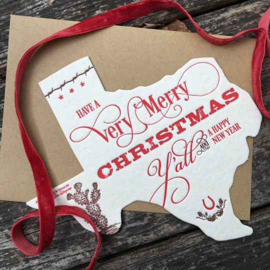 Texas Holiday | Die-Cut Letterpress Greeting Card